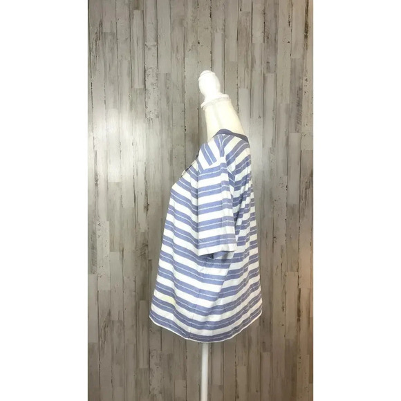 Vintage Pan-Z Men's Blue‎ White Striped Short Sleeve Button-Up Shirt Size Medium - Picture 4 of 5